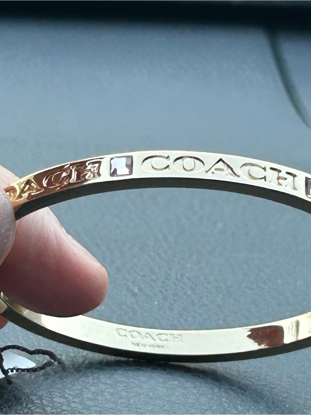 Genuine Coach Gold-Tone Logo Bangle Bracelet - Picture 13 of 14